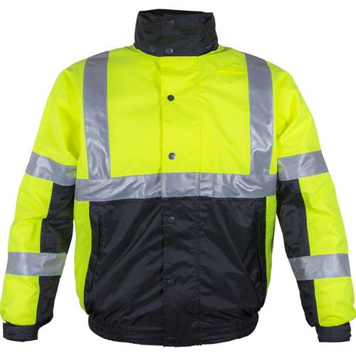 414ST ANSI Type R Class 3 Black Bottom Bomber Jacket with Hood - Systems Gear