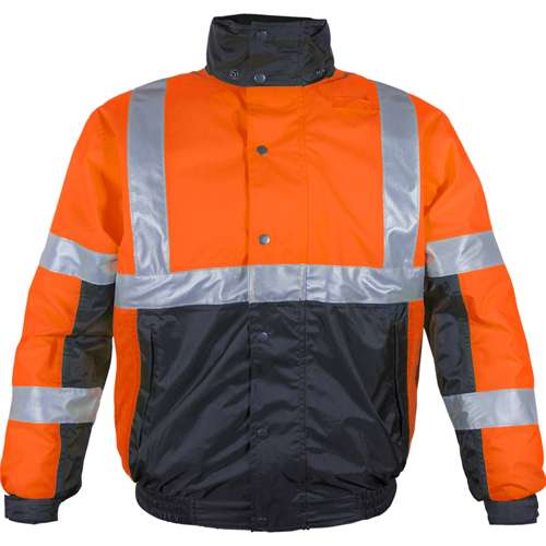 414ST ANSI Type R Class 3 Black Bottom Bomber Jacket with Hood - Systems Gear