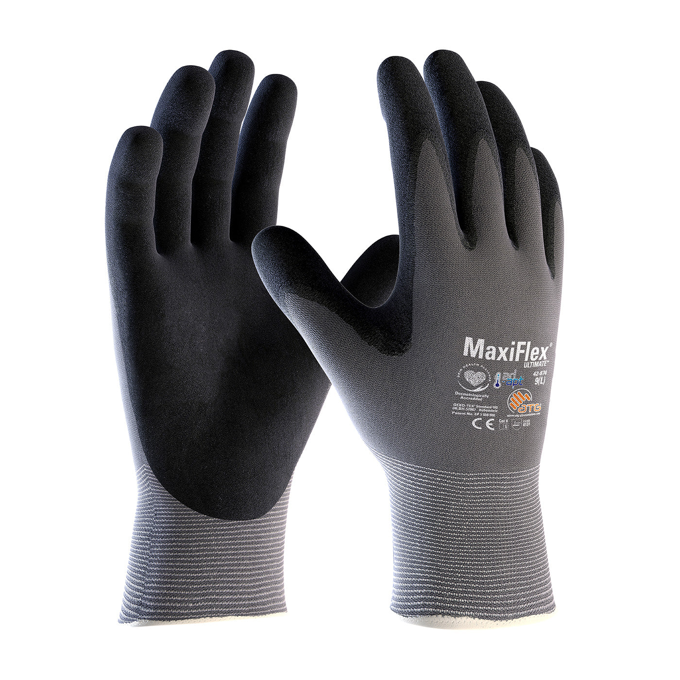 42-874 Seamless Knit Nylon/Elastane Glove with Nitrile Coated MicroFoam Grip on Palm & Fingers and AD-APT™ Technology - Touchscreen Compatible