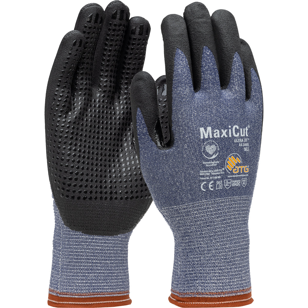 44-3445 Seamless Knit Engineered Yarn Glove with Premium Nitrile Coated MicroFoam Grip on Palm & Fingers - Micro Dot Palm - Touchscreen