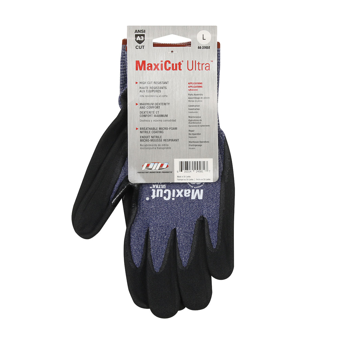 44-3745T Seamless Knit Engineered Yarn Glove with Premium Nitrile Coated MicroFoam Grip on Palm & Fingers - Touchscreen - Hang Tagged