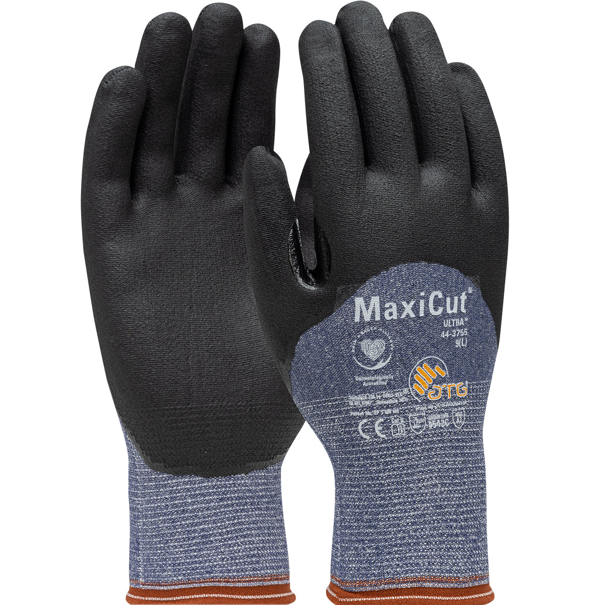 44-3755 Seamless Knit Engineered Yarn Glove with Premium Nitrile Coated MicroFoam Grip on Palm, Fingers & Knuckles - Touchscreen