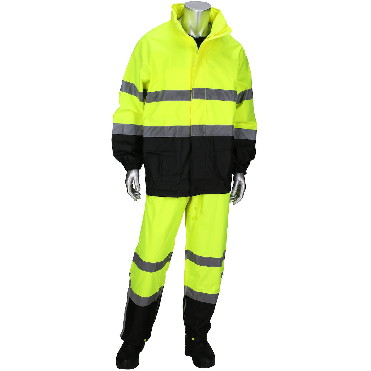 4530 ANSI Type R Class 3 Two-Piece Rain Suit with Black Bottom