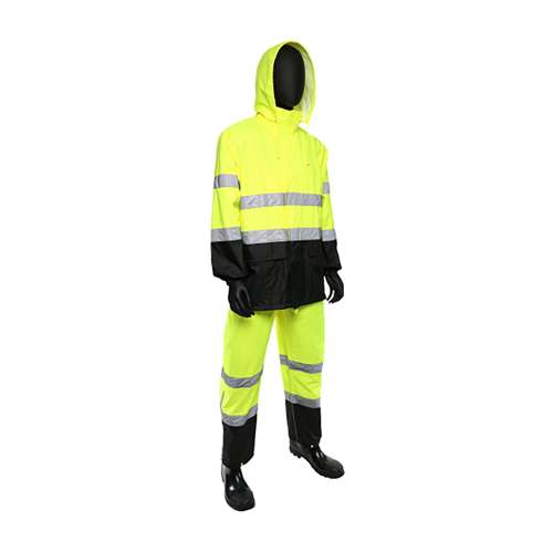 4530SE ANSI Type R Class 3 FR Treated Two-Piece Rain Suit with Black Bottom