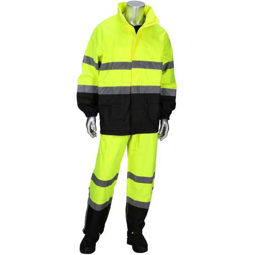 4530 ANSI Type R Class 3 Two-Piece Rain Suit with Black Bottom