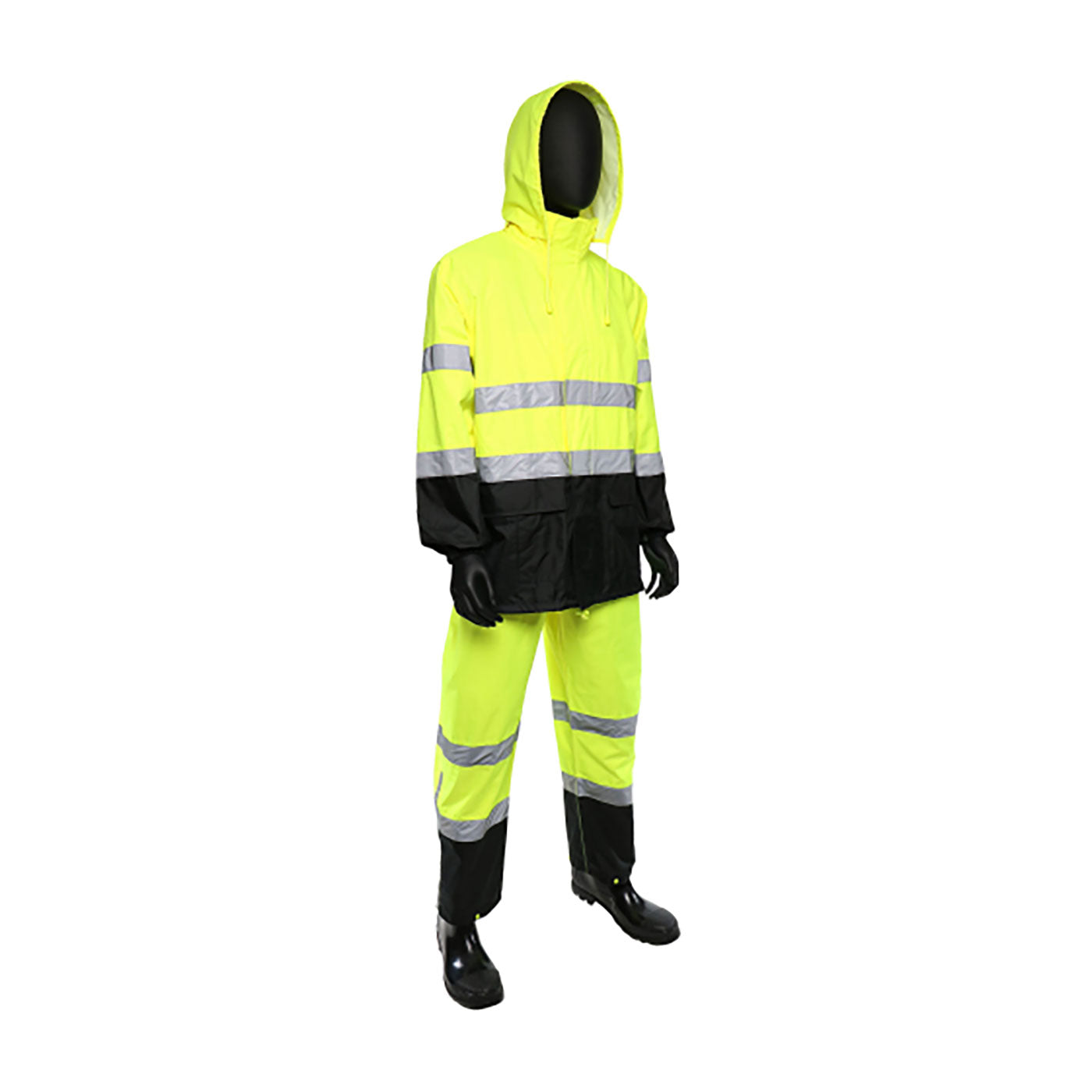 4530SE ANSI Type R Class 3 FR Treated Two-Piece Rain Suit with Black Bottom