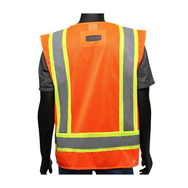 ANSI Type R Class 2 Two-Tone Mesh Vest with Solid Front, Mesh Back and "D" Ring Access