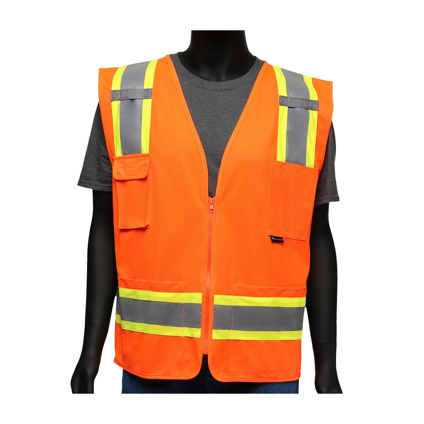 ANSI Type R Class 2 Two-Tone Mesh Vest with Solid Front, Mesh Back and "D" Ring Access