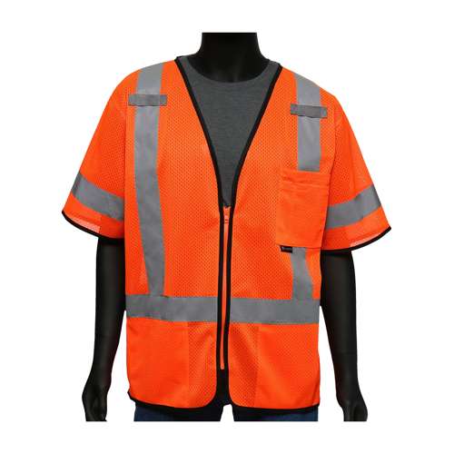 47303 ANSI Type R Class 3 Three Pocket Zipper Mesh Vest