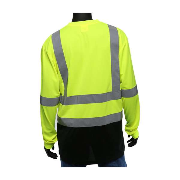 ANSI Type R Class 3 Long Sleeve T-Shirt with Black Bottom Front