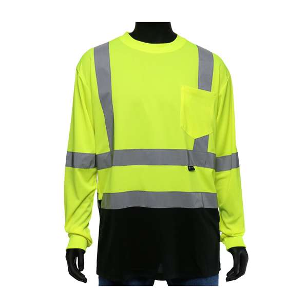 ANSI Type R Class 3 Long Sleeve T-Shirt with Black Bottom Front