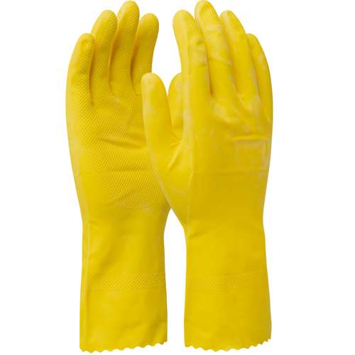 48-L162Y Unsupported Latex, Flock Lined with Raised Diamond Grip - 16 Mil
