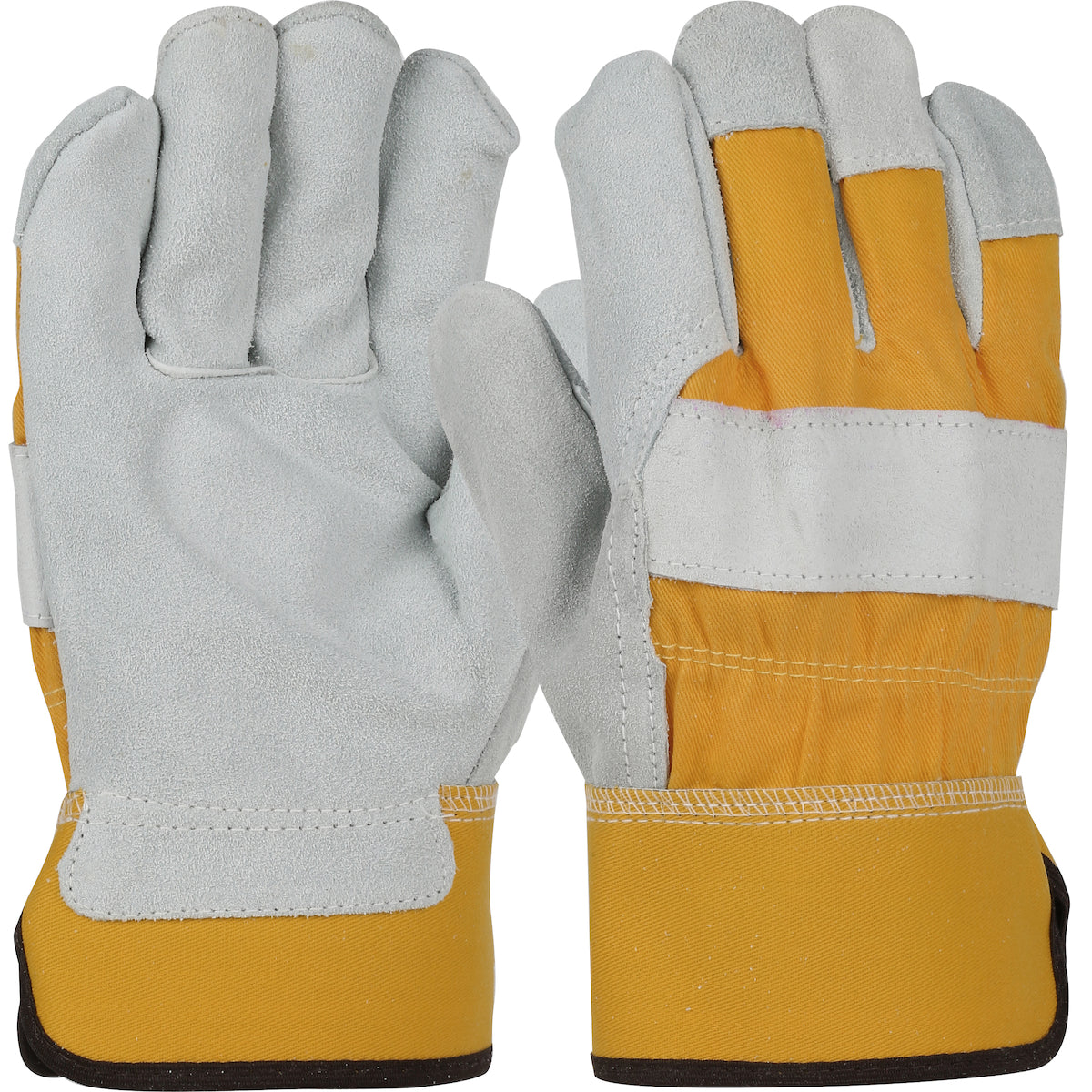 500Y Superior Grade Split Cowhide Leather Palm Glove with Canvas Back - Rubberized Safety Cuff