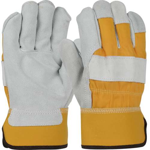 500Y Superior Grade Split Cowhide Leather Palm Glove with Canvas Back - Rubberized Safety Cuff