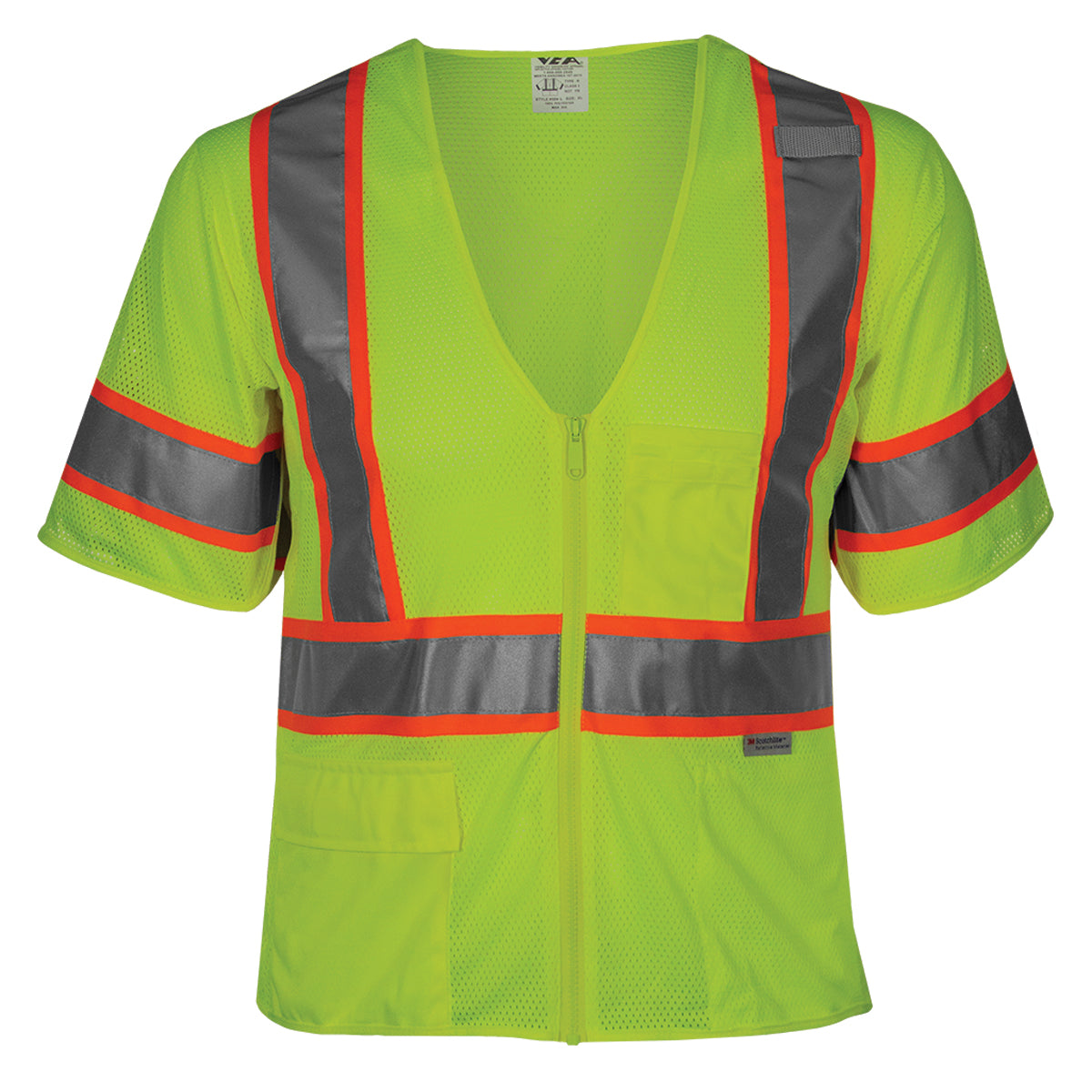 504ST ANSI Type R Class 3 Two-Tone Seven Pocket Mesh Breakaway Vest