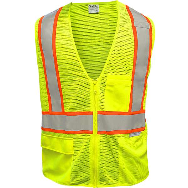 505SX ANSI Type R Class 2 Two-Tone Seven Pocket Mesh Breakaway Vest with X-Back