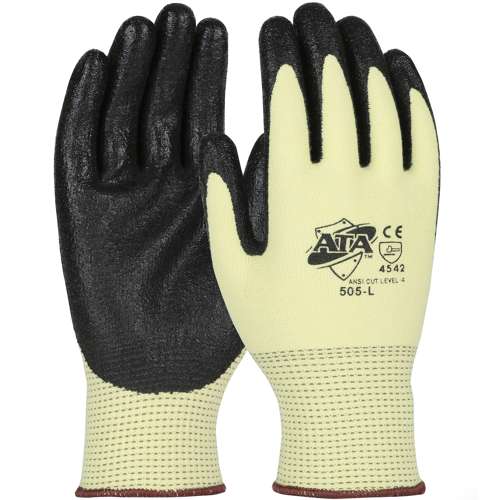 505 Polykor Glove with Black Nitrile Coated Flat Grip on Palm & Fingers