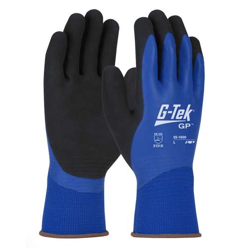 55-1600 Seamless Knit Polyester Glove with Double Dipped Latex MicroSurface Grip - Waterproof