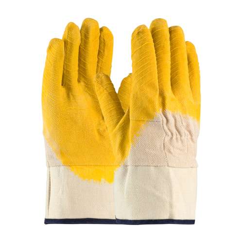 55-3243 Latex Coated Glove with Canvas Liner and Crinkle Finish on Palm, Fingers & Knuckles - Rubberized Safety Cuff