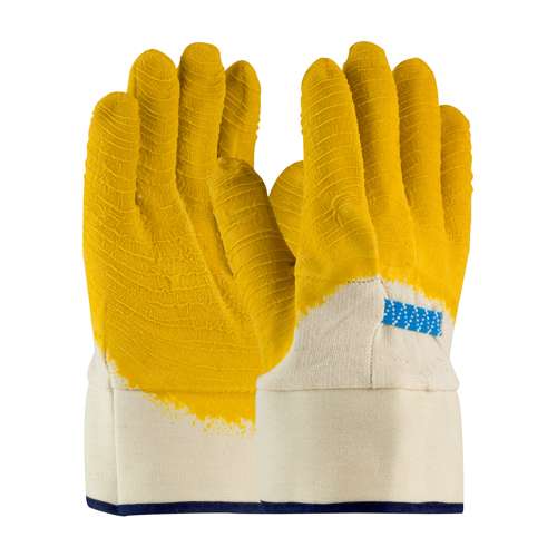 55-3273 Latex Coated Glove with Jersey Liner and Crinkle Finish on Palm, Fingers & Knuckles - Plasticized Safety Cuff