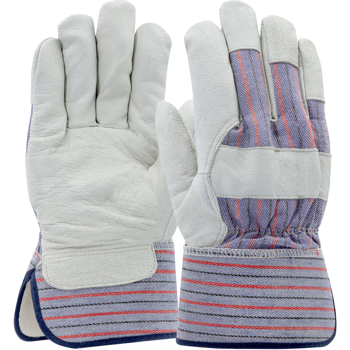 5555 Pigskin Leather Palm Glove with Fabric Back and Natural Thermal Lining - Rubberized Safety Cuff