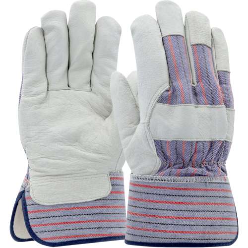 5555 Pigskin Leather Palm Glove with Fabric Back and Natural Thermal Lining - Rubberized Safety Cuff