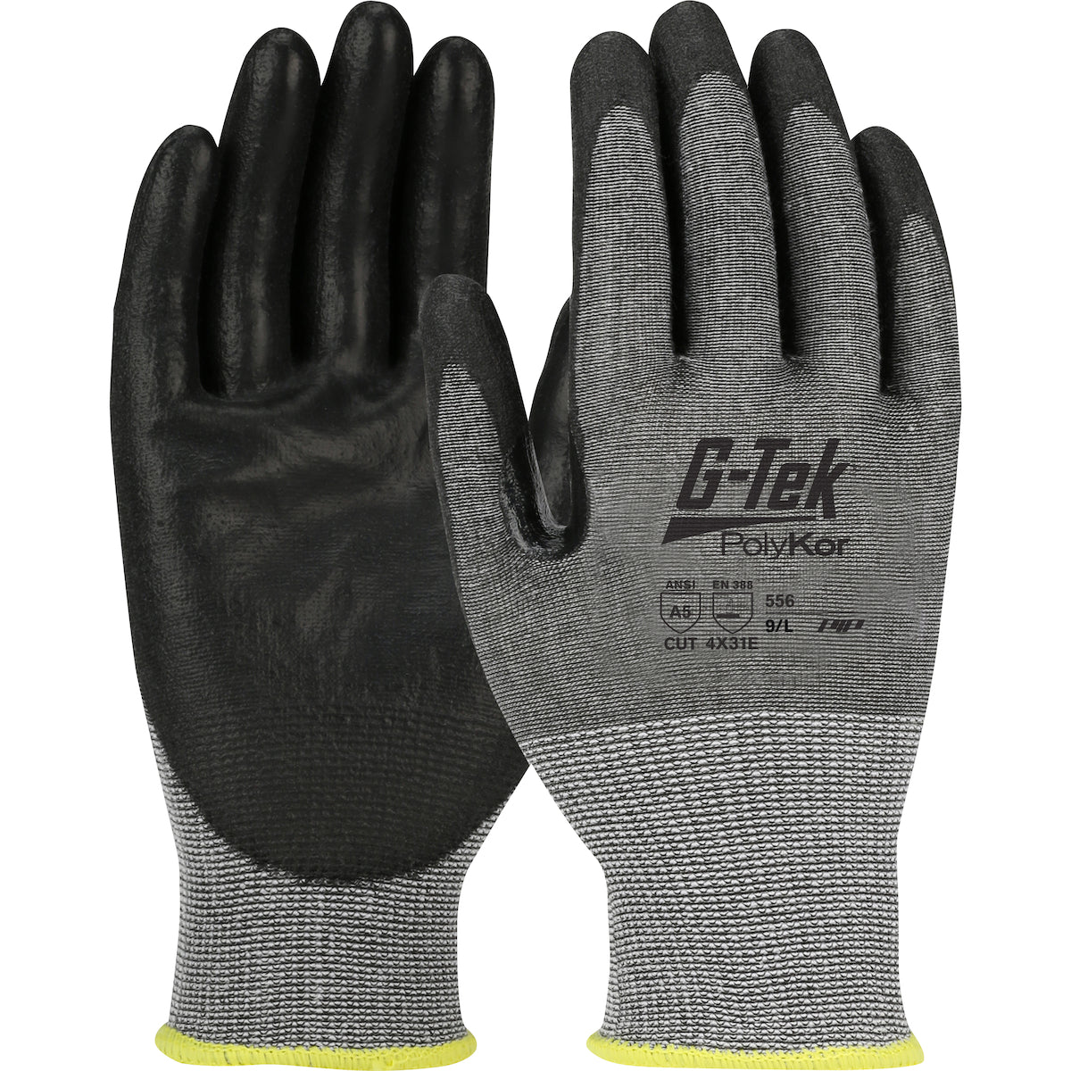 556 Seamless Knit PolyKor® Blended Glove with Polyurethane Coated Smooth Grip on Palm & Fingers - 18 Gauge - Touchscreen