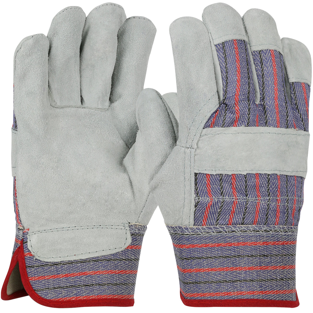 558L Economy Grade Split Cowhide Leather Palm Glove with Fabric Back - Rubberized Safety Cuff - Ladies