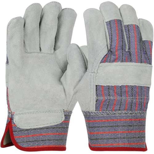 558L Economy Grade Split Cowhide Leather Palm Glove with Fabric Back - Rubberized Safety Cuff - Ladies