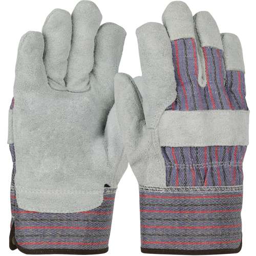 558 Economy Grade Split Cowhide Leather Palm Glove with Fabric Back - Rubberized Safety Cuff