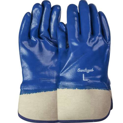 56-3154 Nitrile Dipped Glove with Jersey Liner and Smooth Finish on Full Hand - Plasticized Safety Cuff