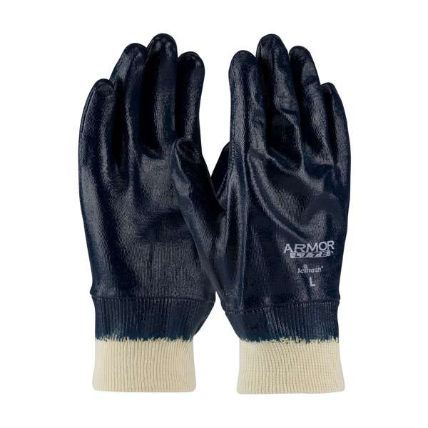 Nitrile Dipped Glove with Interlock Liner and Textured Finish on Full Hand - Knit Wrist