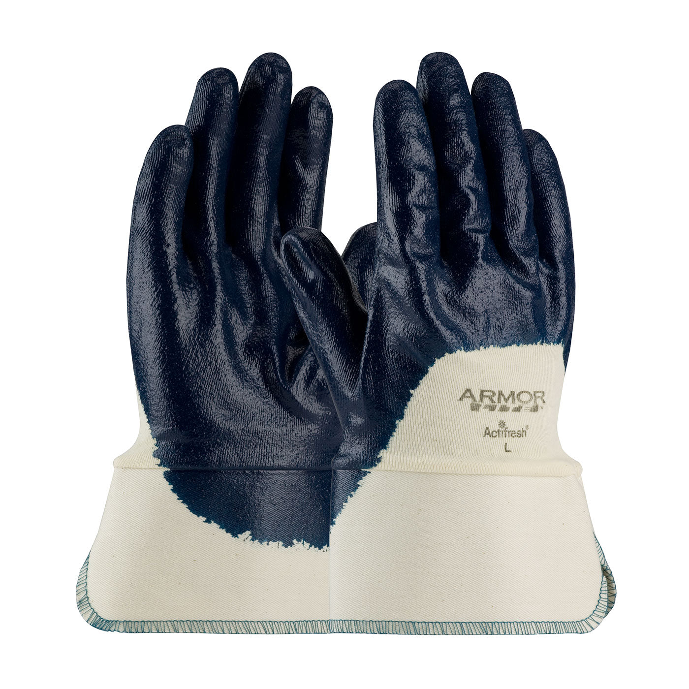 56-3175 Nitrile Dipped Glove with Interlock Liner and Textured Finish on Palm, Fingers & Knuckles - Safety Cuff
