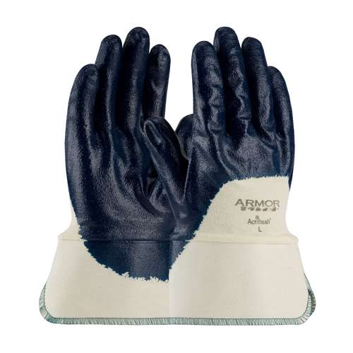 56-3175 Nitrile Dipped Glove with Interlock Liner and Textured Finish on Palm, Fingers & Knuckles - Safety Cuff