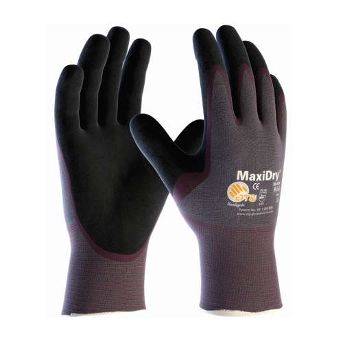 56-424 Lightweight Nitrile Glove with Seamless Knit Nylon Liner and Non-Slip MicroFoam Grip on Palm & Fingers - Palm Coated Knit Wrist
