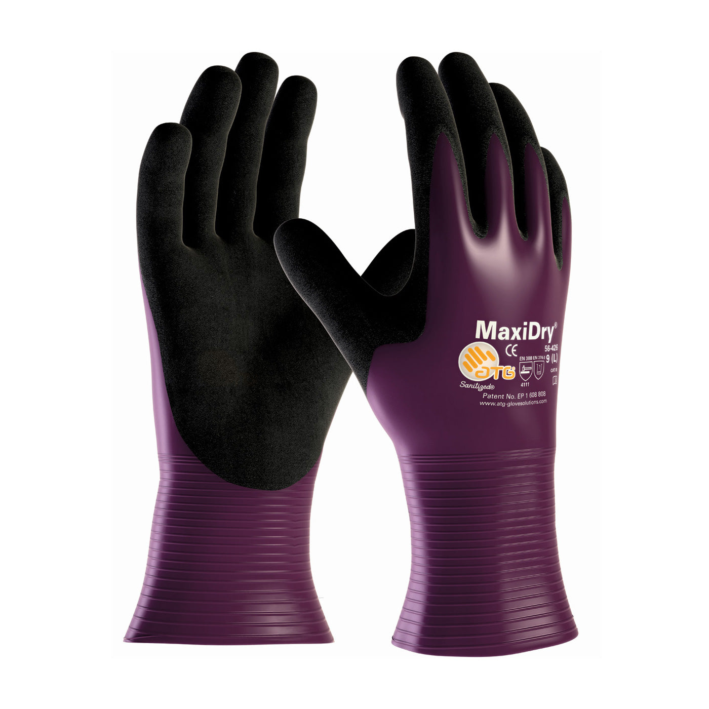 56-426 Lightweight Nitrile Glove with Seamless Knit Nylon Liner and Non-Slip MicroFoam Grip on Palm & Fingers - Fully Coated Gauntlet Cuff