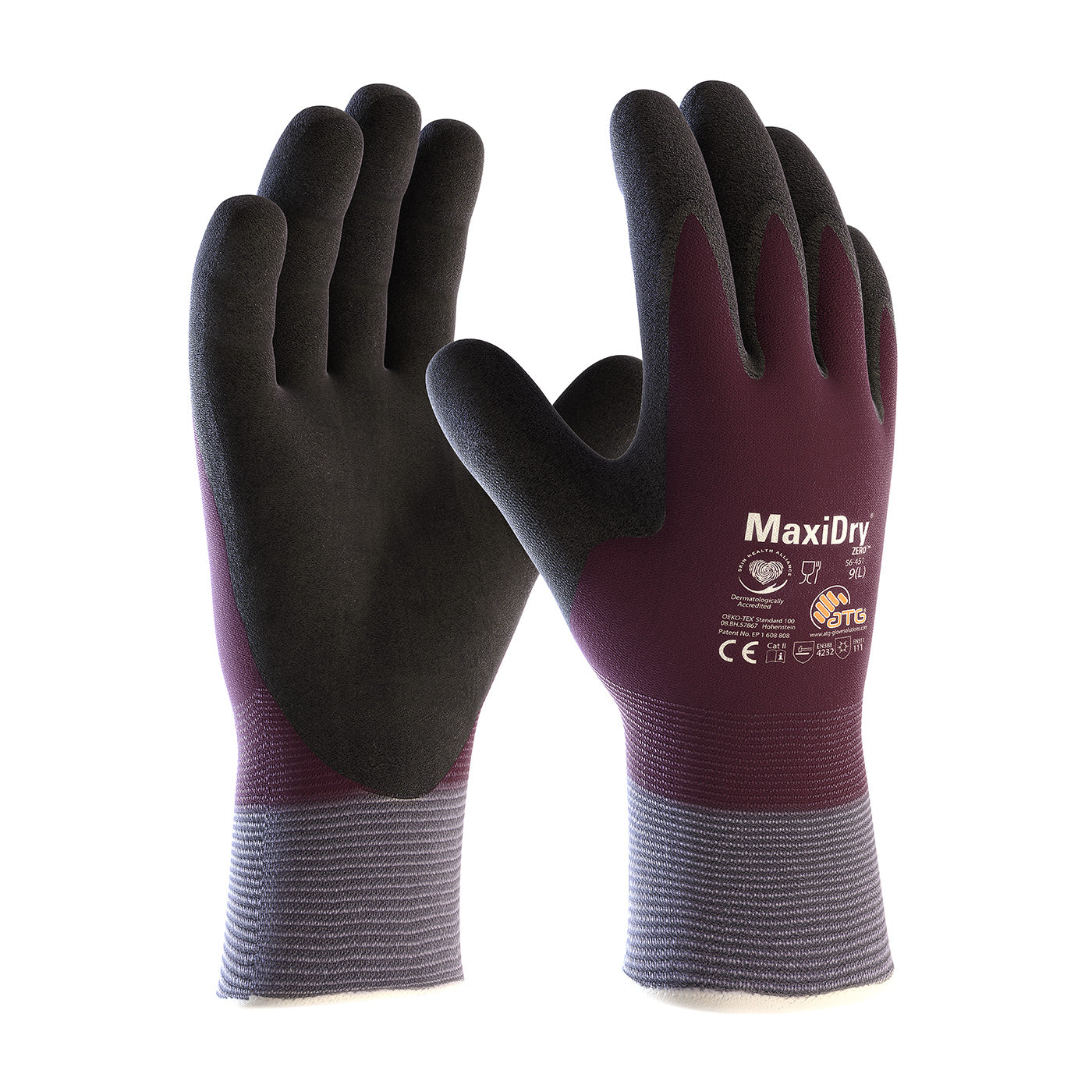 56-451 Seamless Knit ATG Nylon Glove with Thermal Lining and Double-Dipped Nitrile MicroFoam Grip on Full Hand - Touchscreen Compatible