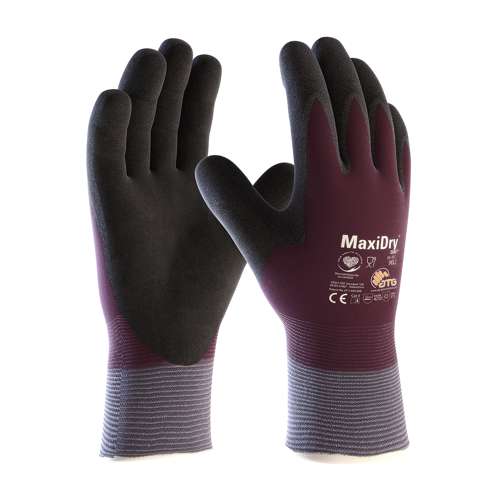 56-451 Seamless Knit ATG Nylon Glove with Thermal Lining and Double-Dipped Nitrile MicroFoam Grip on Full Hand - Touchscreen Compatible