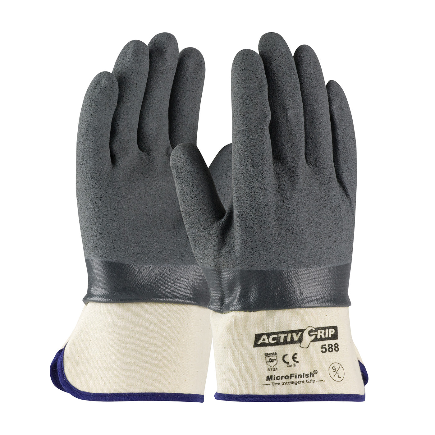 56-AG588 Nitrile Coated Glove with Cotton Liner and MicroFinish Grip - Safety Cuff