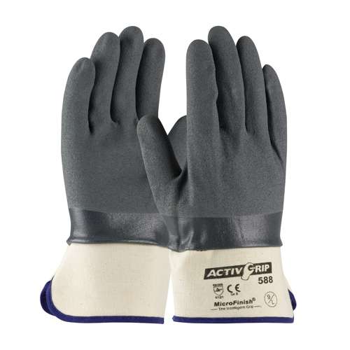 56-AG588 Nitrile Coated Glove with Cotton Liner and MicroFinish Grip - Safety Cuff