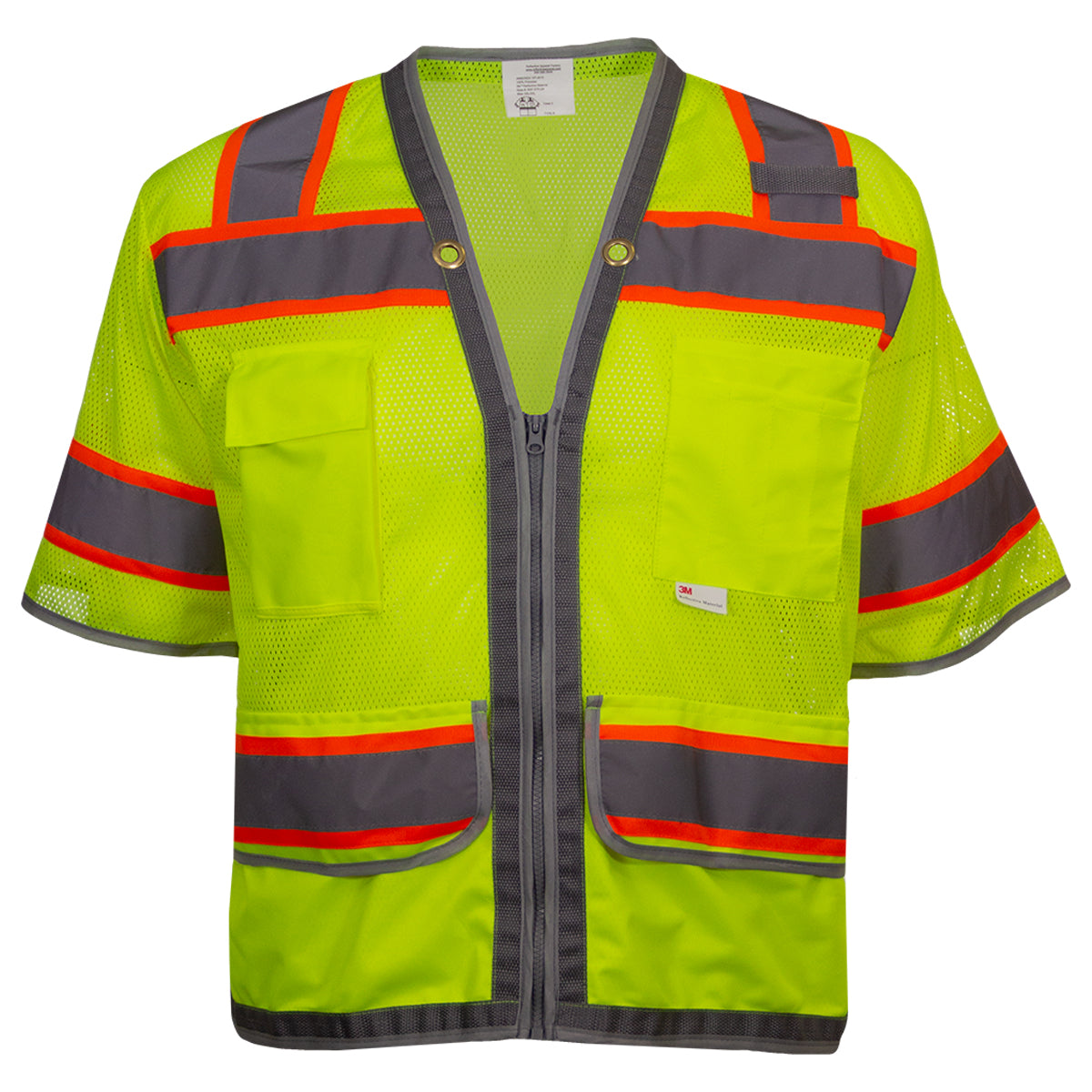 578ET ANSI Type R Class 3 Two-Tone Twelve Pocket Surveyors Vest with Contrast Trim