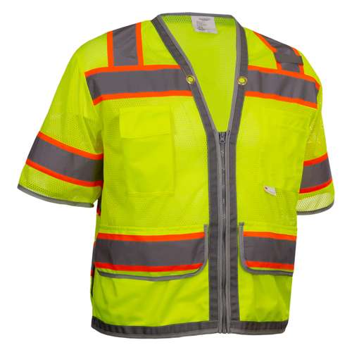 578ET ANSI Type R Class 3 Two-Tone Twelve Pocket Surveyors Vest with Contrast Trim