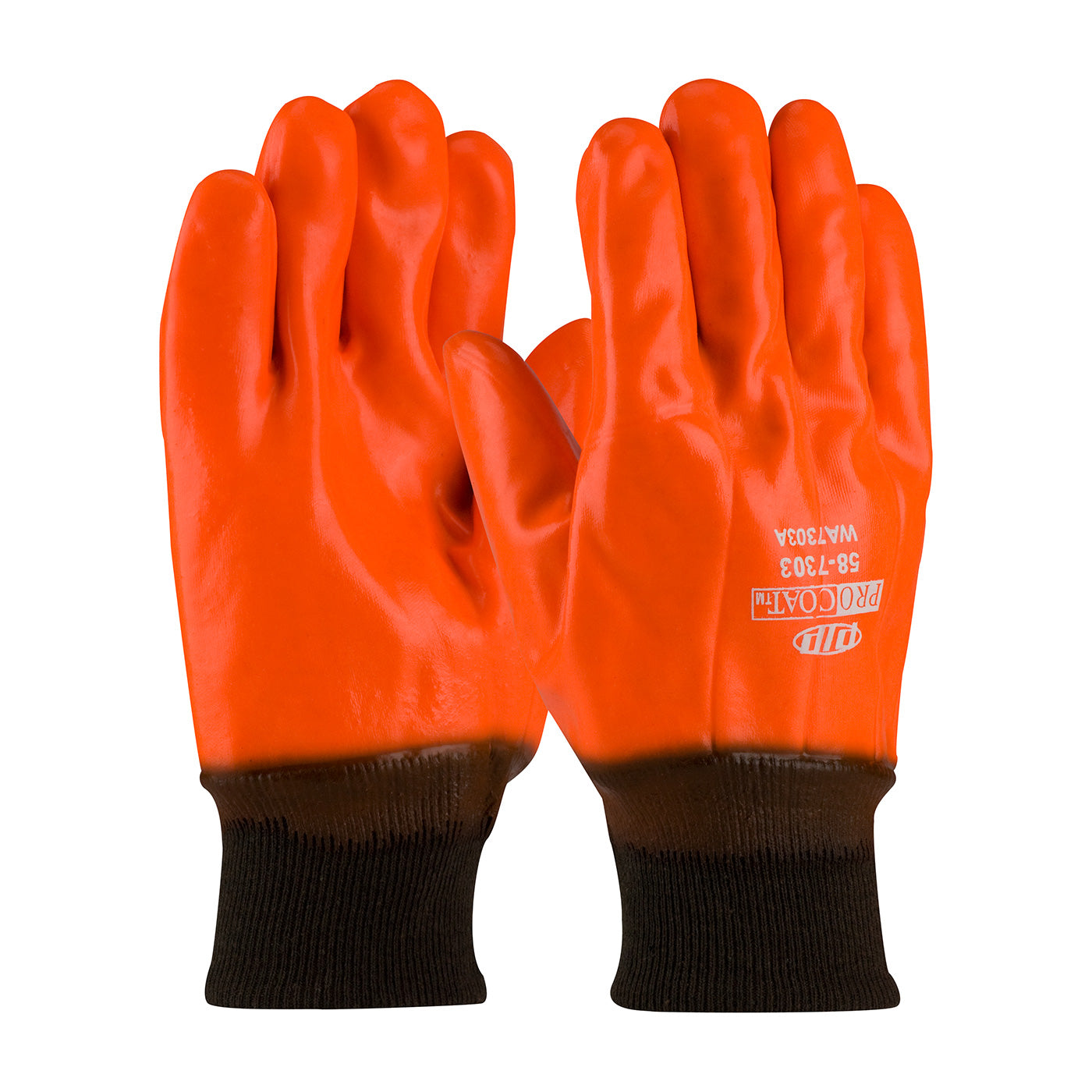 58-7303 Premium PVC Dipped Glove with Interlock/Jersey Liner and Smooth Finish - Insulated & Waterproof