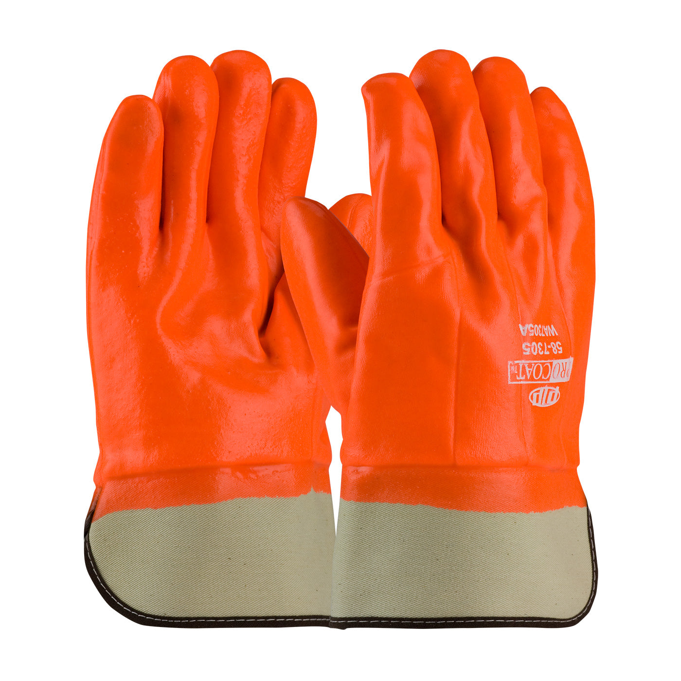 58-7305 Premium PVC Dipped Glove with Interlock/Jersey Liner and Smooth Finish - Insulated & Waterproof
