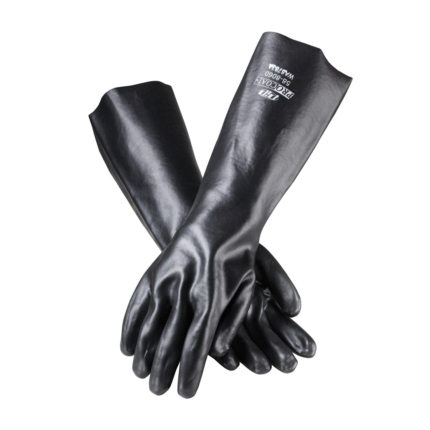 58-8060 Premium PVC Dipped Glove with Interlock Liner and Smooth Finish - 18" Length