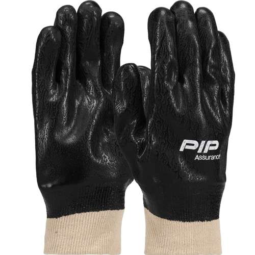 58-8115DD Premium PVC Dipped Glove with Interlock Liner and Rough Sandy Finish - Knit Wrist