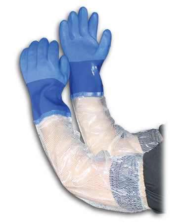 58-8657 Oil Resistant PVC Glove with Seamless Liner and Rough Coating - 25" Extended PVC Sleeve