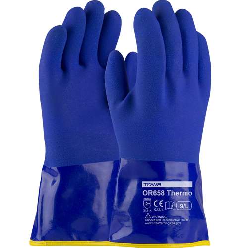 58-8658DL Cold Resistant PVC Glove with Detachable Acrylic Liner and Sandy Coating - Insulated & Waterproof