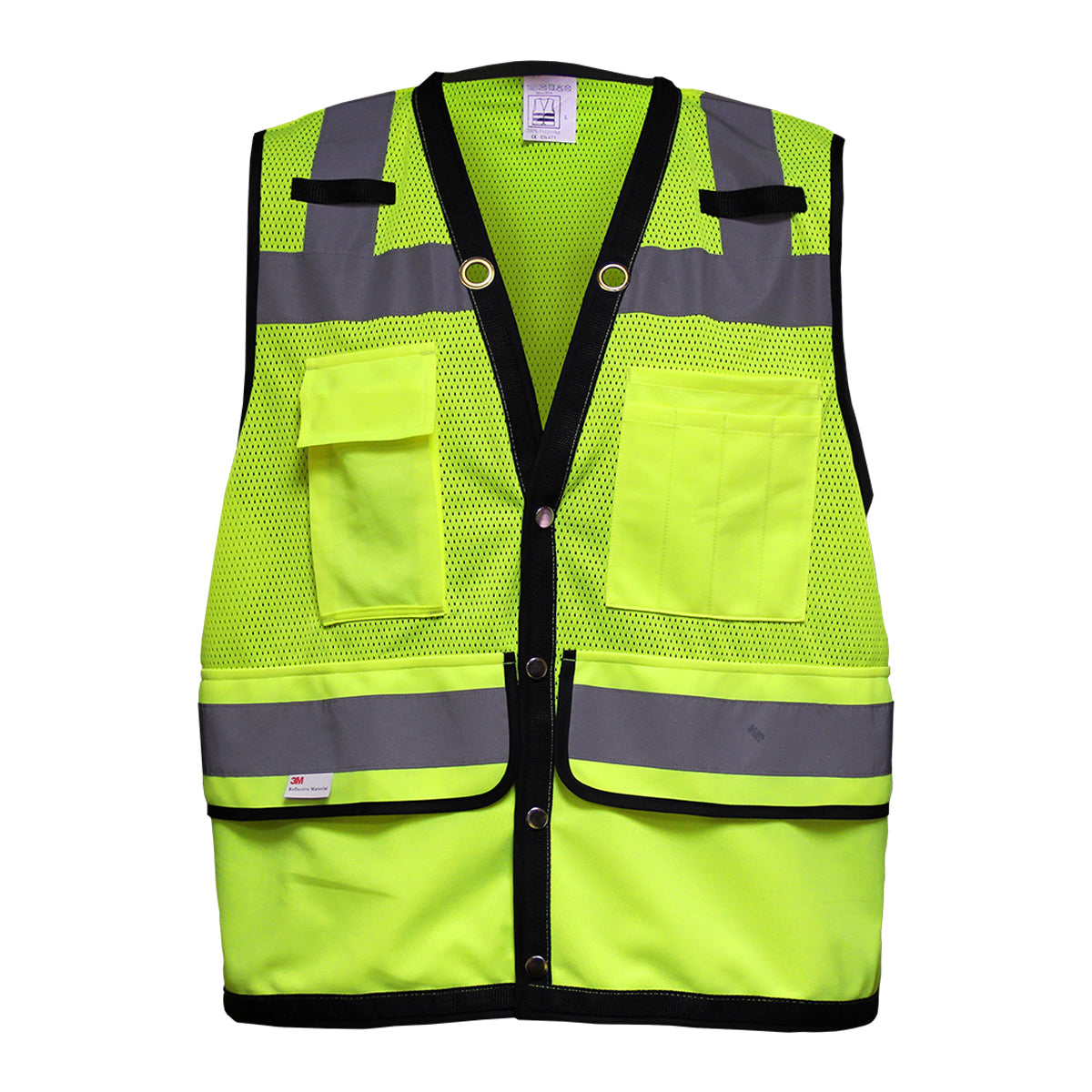 587ET ANSI Type R Class 2 Twelve Pocket Mesh Surveyors Vest with Black Trim