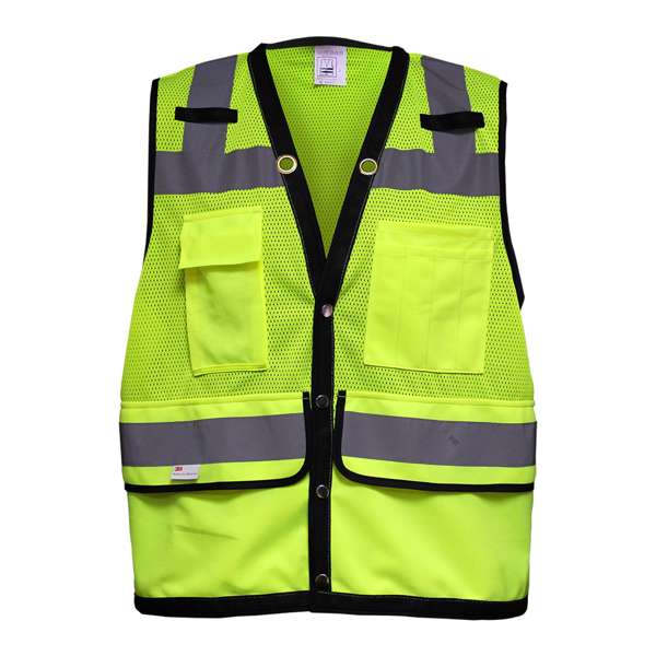 587ET ANSI Type R Class 2 Twelve Pocket Mesh Surveyors Vest with Black Trim